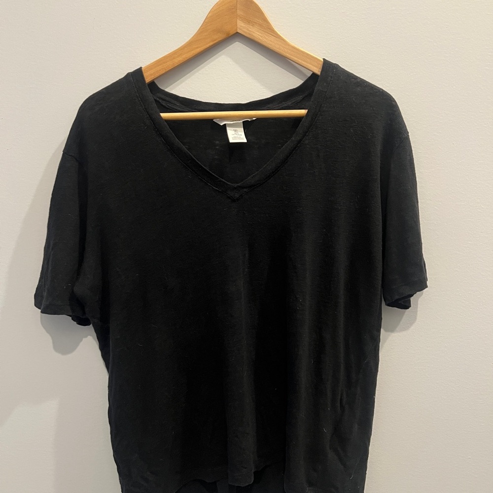 H&M Black Short Sleeve V-Neck Tee